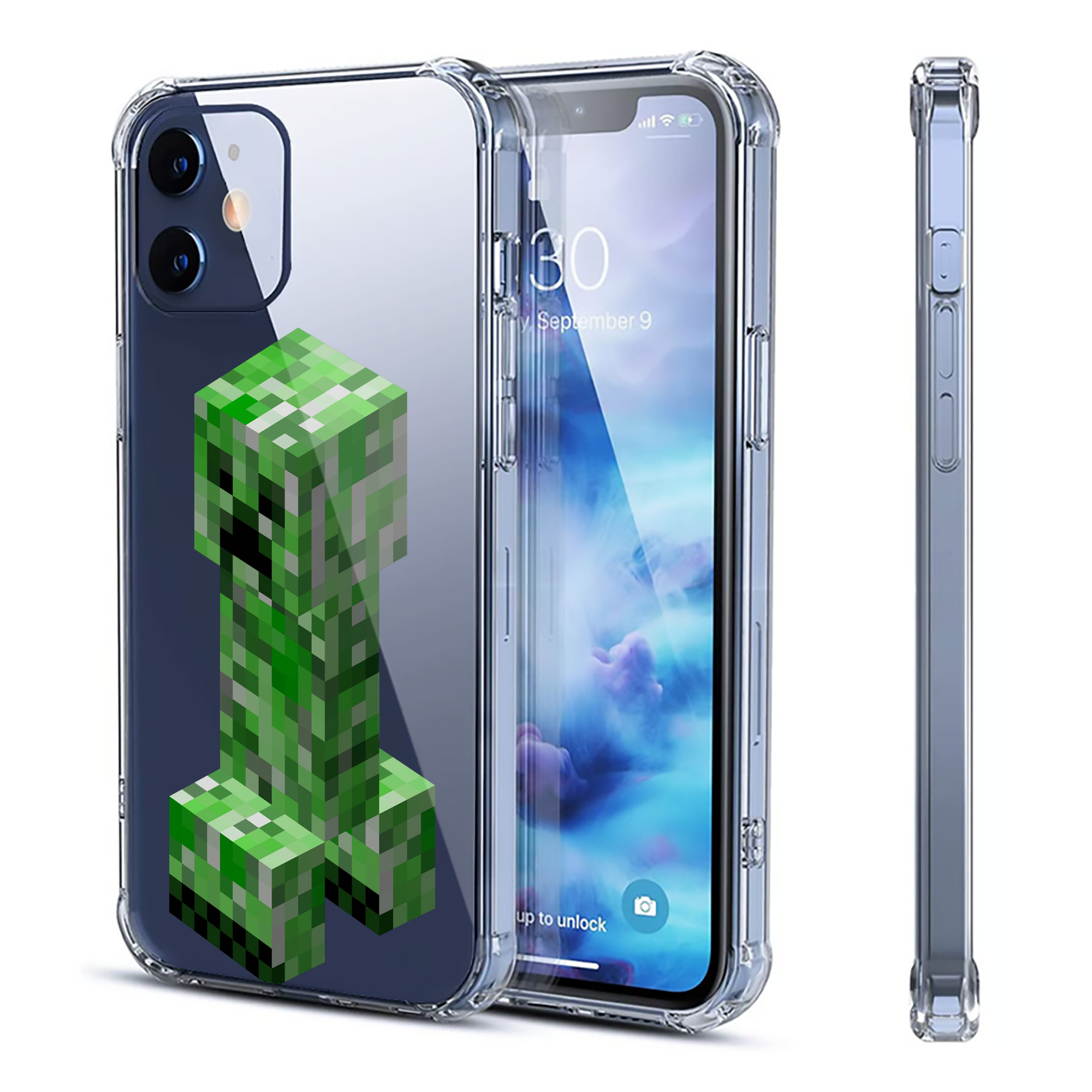 （画像用） マインクラフト ブロックの世界 Minecraft MC Block world 【iPhone 12シリーズ対応】透明スマホケース（クリアソフトケース）